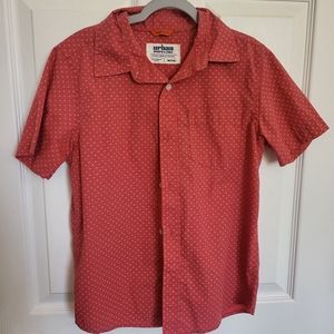 Urban Pipeline Youth Boys Button-up Shirt Red w/ Triangle Pattern Front Pocket M